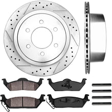 Callahan CDS02041 REAR 348 mm Premium D/S 6 Lug [2] Brake Rotors + Ceramic Brake Pads + Clips [fit Ford F-150 Mark LT]