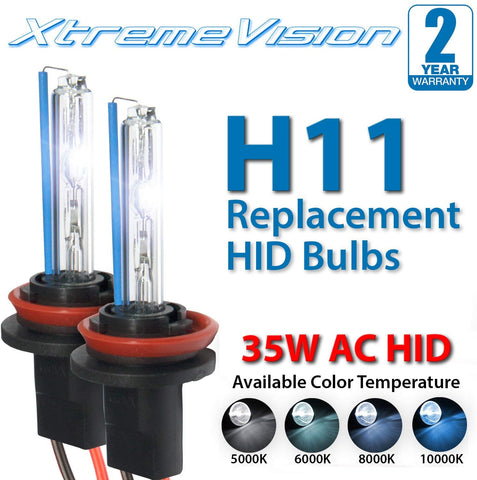 Xtremevision AC HID Xenon Replacement Bulbs - H11 8000K - Medium Blue (1 Pair) - 2 Year Warranty