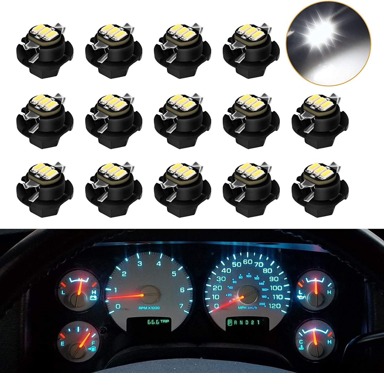 Urite2GO Instrument Gauge Cluster Speedometer LED Lights Bulbs Kit Replacement Compatible with 2002-2006 Dodge Ram 1500 2500 3500 (White)