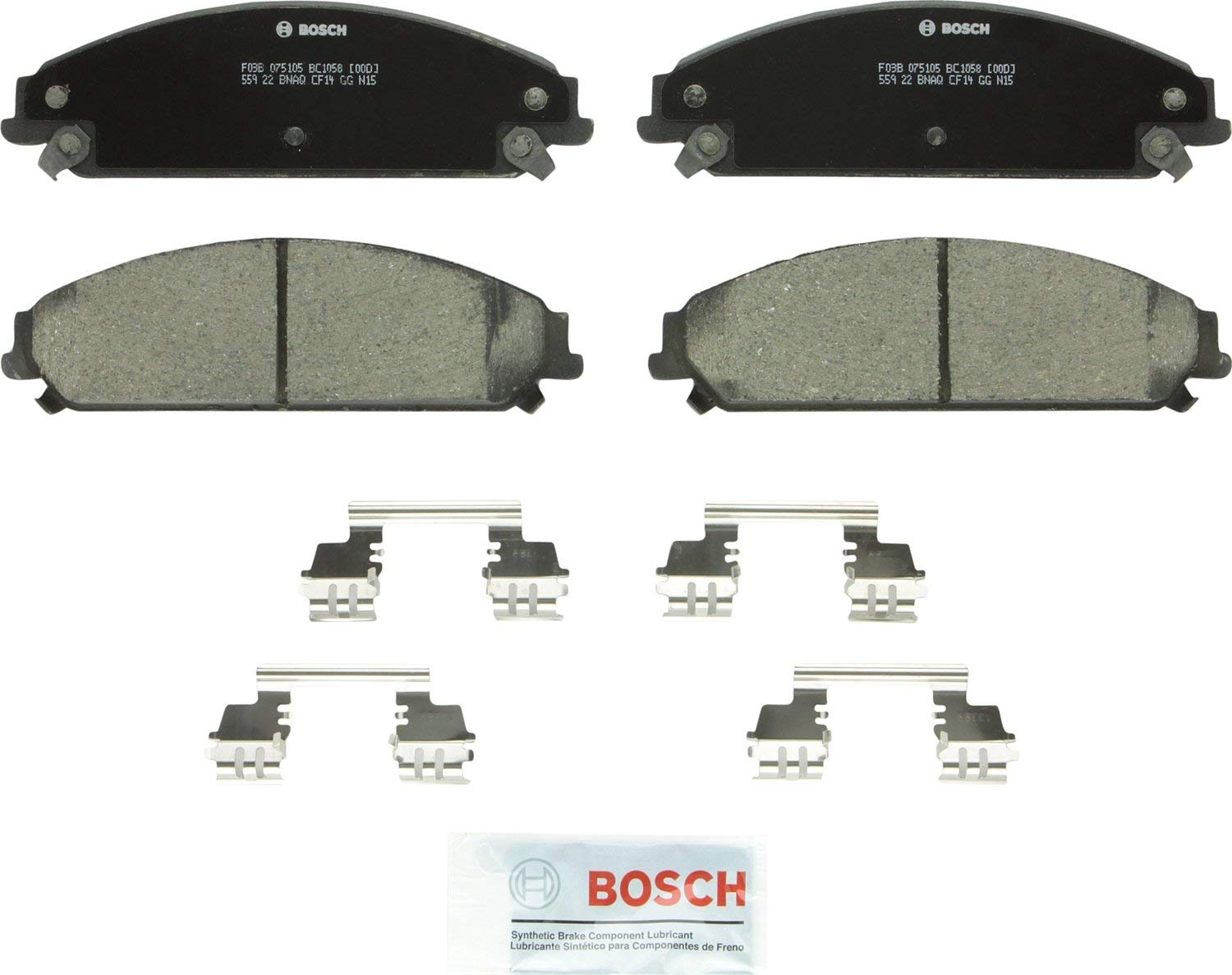 Bosch BC1058 QuietCast Premium Ceramic Disc Brake Pad Set For: Chrysler 200, 300; Dodge Caliber, Challenger, Charger, Magnum, Front