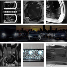 U-Strip LED DRL Projector Headlight Assembly Compatible with Chevy Silverado 14-15 Headlamps with Clear Corner Smoked