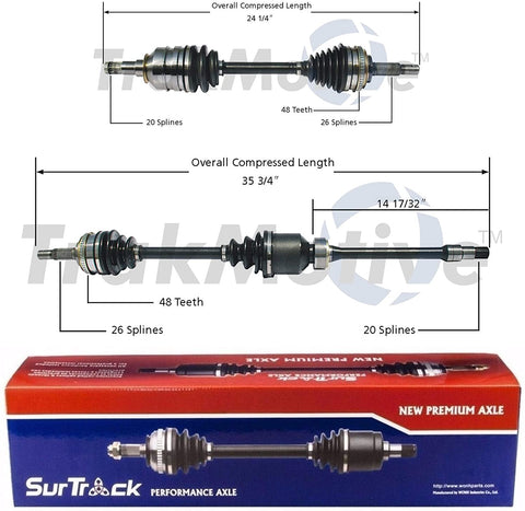 SurTrack Pair Set of 2 Front CV Axle Shafts For Toyota RAV4 Base Automatic FWD