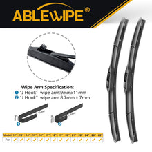 ABLEWIPE Windshield Hybrid Wiper Blades 24" + 19" Front Window Windshield U/J Hook Wiper Blades Model 19E28-B (Set of 2)