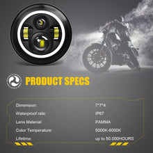 7 inch LED Headlight Fog Passing Lights DOT Kit Set Ring Motorcycle Headlamp Ring for Harley Davidson Touring Road King Ultra Classic Electra Street Glide Tri Cvo Heritage Softail Deluxe Fatboy Black