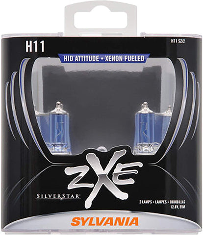 SYLVANIA - H11 (64211) SilverStar zXe High Performance Halogen Headlight Bulb - Headlight & Fog Light, Bright White Light Output, HID Attitude, Xenon Fueled Technology (Contains 2 Bulbs)