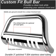 Replacement for Honda Pilot/Ridgeline 3 inches Bumper Push Bull Bar+Removable Skid Plate (Chrome)