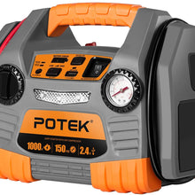 POTEK Car Jump Starter with 150 PSI Tire Inflator/Air compressor,1000 Peak/500 Instant Amps with USB Port to Charge Iphone,IPad, Kindle