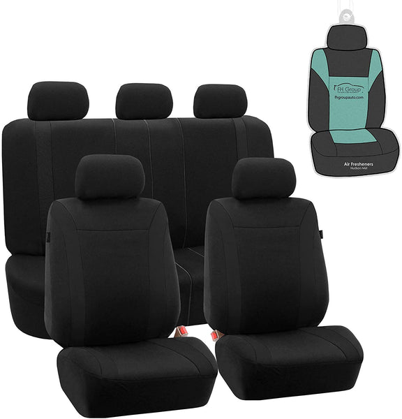FH Group FB054102 Cosmopolitan Flat Cloth Pair Set Car Seat Covers, Airbag Compatible, Red/Black Color w. Gift -Fit Most Car, Truck, SUV, or Van
