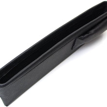 iJDMTOY (2) Black Leather Extra Long Car Side Pocket Organizers, Seat Catcher Holders Compatible With Key, Wallet, Phone, Sunglasses, etc
