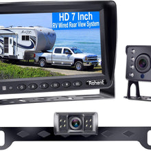 Rohent HD 2 Backup Cameras Kit 7 Inch Monitor Hitch Driving Rear View High-Speed Observation System for RVs,Trucks,Trailers, Campers,5th Wheels Super Night Vision Waterproof IP69K R4