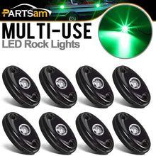 Partsam 8 Pods LED Rock Light Kits Compatible with Jeep TJ JK F150 F250 Truck Boat Lamp Camper RV ATV UTV RZR Ranger Yamaha Viking Teryx Mule Under Body Glow Footwell Fender Wheeler (Green 8PCS)