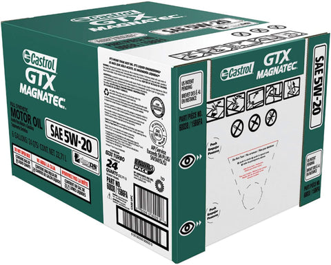 Castrol 60038 GTX MAGNATEC 5W-20 Full Synthetic Motor Oil, 6 Gallon Enviro-Pack