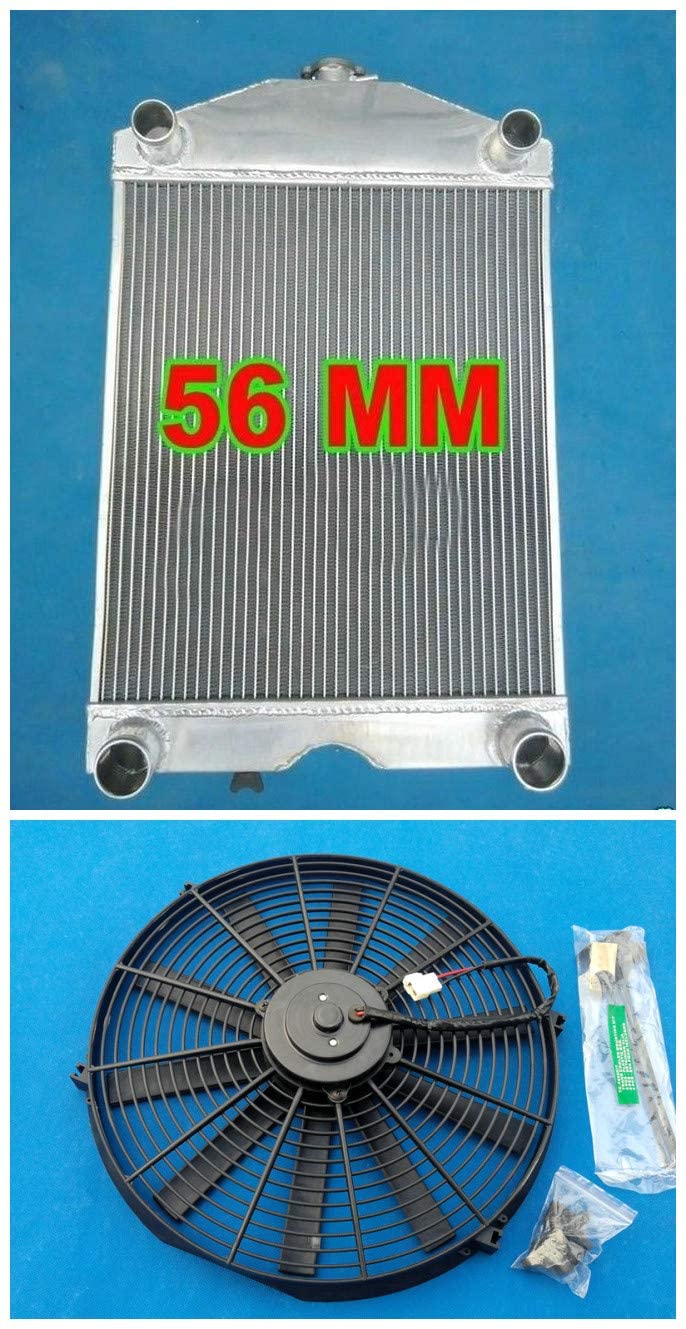 56MM Aluminum Radiator+Fan For Ford 2N / 8N / 9N Tractor W/Flathead V8 Engine MT