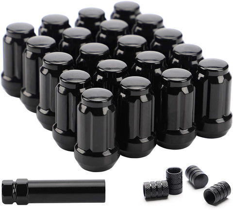 Flycle Lug Nuts 12x1.5 Black Chrome, m12x1.5 Bulge Acorn Spline Wheel Lug Nuts 1.38