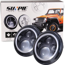 7" LED Headlights Bulb with White Halo Angel Eye Ring DRL & Amber Turn Signal Lights for Jeep Wrangler JK LJ CJ Hummer H1 H2