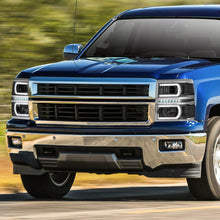U-Strip LED DRL Projector Headlight Assembly Compatible with Chevy Silverado 14-15 Headlamps with Clear Corner Smoked