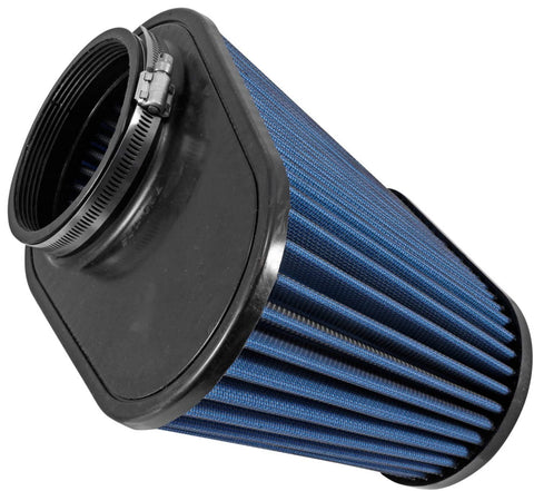 Airaid 723-128 Universal Clamp-On Air Filter: Oval Tapered; 4.5 in (114 mm) Flange ID; 7.25 in (184 mm) Height; 11.5 in x 7 in (292 mm x 178 mm) Base; 9 in x 4.5 in (229 mm x114 mm) Top