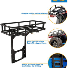 EAG Rear Cargo Carrier Basket on OE Tailgate with Jack Mount Compatible with 07-18 Wrangler JK