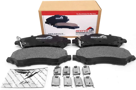 Beefed Up Brakes Trail Rated Front Ceramic Brake Pad Kit w/hardware and grease Compatible with 2007-2018 Jeep Wrangler JK/JKU