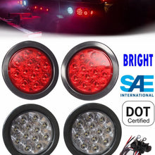 2 Red + 2 White 4" Round Led Stop Turn Tail Back-up Reverse Fog Lights Include Lights Grommet Plug for Truck Trailer RV - WE PAY YOUR SALES TAX