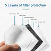 50PC Activated Carbon Filters Replacement Parts -5 Layers Protective Filters With 5 Exhaust Valves