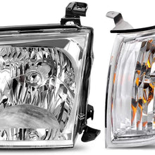 AUTOSAVER88 Headlight Assembly Compatible with 2005-2006 Toyota Tundra Double/Crew Cab, 2005-2007 Sequoia, Chrome Housing Clear Lens (Not suitable for Regular Cab and Assess Cab)