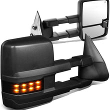 Pair of Black Power Heated Smoked LED Turn Signal Light Towing Mirrors Replacement for Silverado Sierra Tahoe 99-02