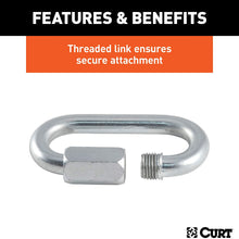 CURT 82933 Threaded Quick Link Trailer Safety Chain Hook Carabiner Clip, 3/8-Inch Diameter, 11,000 lbs Break Strength