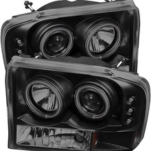 Spyder 5078865 Ford F250 Super Duty 99-04 / Ford Excursion 00-04 1PC Projector Headlights - Version 2 - CCFL Halo - LED (Replaceable LEDs) - Black Smoke - High H1 (Included) - Low H1 (Included)