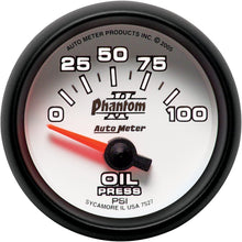 Auto Meter 7527 Phantom II 2-1/16" 0-100 PSI Short Sweep Electric Oil Pressure Gauge