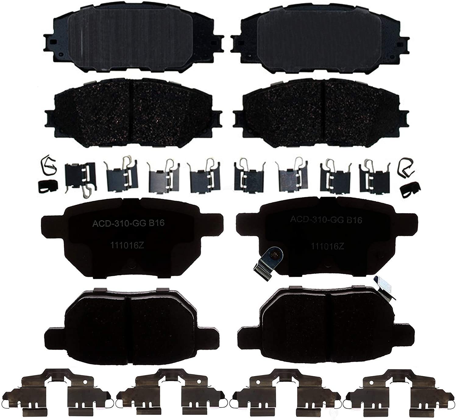 Front and Rear Ceramic Brake Pad Sets Kit Pro For Toyota Pontiac Scion