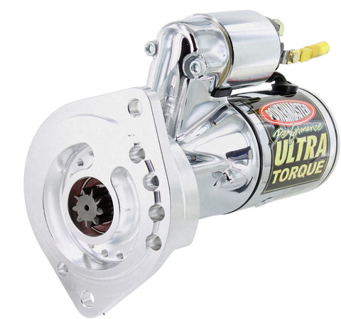 Powermaster 19404 Chrome Alternator (Ultra [SB] with billet Black 2 Ear Mating All M/T with 164T Flywheel 3/8