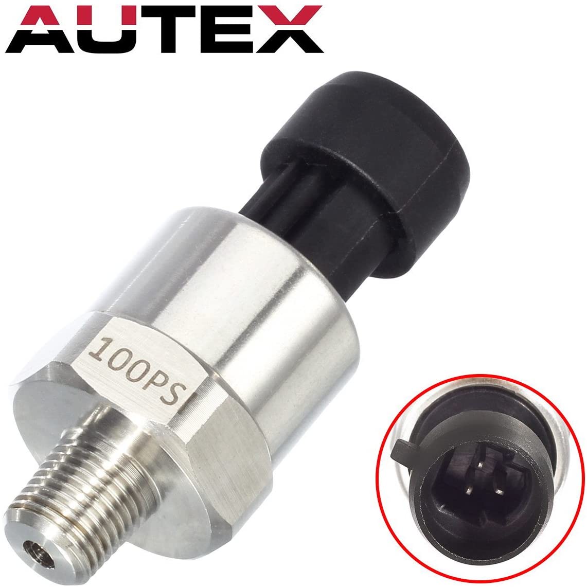 Autex Pressure Transducer/Sender/Sensor 100 Psi Stainless Steel For Oil, Fuel, Air, Water