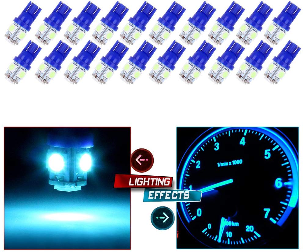 cciyu 20 Pack Ice Blue T10 W5W Wedge 168 194 LED Bulb Replacement fit for 2013 2014 2015 Infiniti JX35 (QX60) Dome Light Map Light Step/Courtesy/Door Light