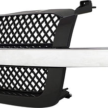 Grille for Chevrolet Avalanche 03-06/Silverado 03-07 Mesh Painted-Gray W/Chrome Center Bar Base/LS/LTFits 2007 Classic