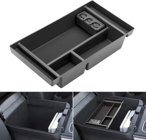 Center Console Organizer for 2019 Chevy Silverado 1500 / GMC Sierra 1500 and 2020 Chevy Silverado/GMC Sierra 1500/2500 HD/3500 HD ABS Tray Armrest Secondary Storage (Full Console w/Bucket Seats ONLY)