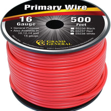 GG Grand General 55237 Primary Wire 500ft Roll with Spool for Trucks, Automobile, Red