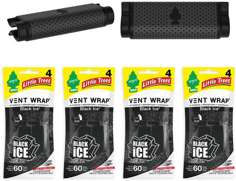 Little Trees Car Air Freshener | Vent Wrap Provides Long-Lasting Scent, Invisibly Fresh! | Black Ice, 4-Packs (4 Count)