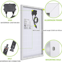 WEIZE 100 Watt 12 Volt Solar Panel Starter Kit, High Efficiency Monocrystalline PV Module for Home, Camping, Boat, Caravan, RV and Other Off Grid Applications