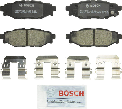 Bosch BC1114 QuietCast Premium Ceramic Disc Brake Pad Set For: Subaru BRZ, Crosstrek, XV Crosstrek, Forester, Impreza, Legacy, Outback, WRX, Rear