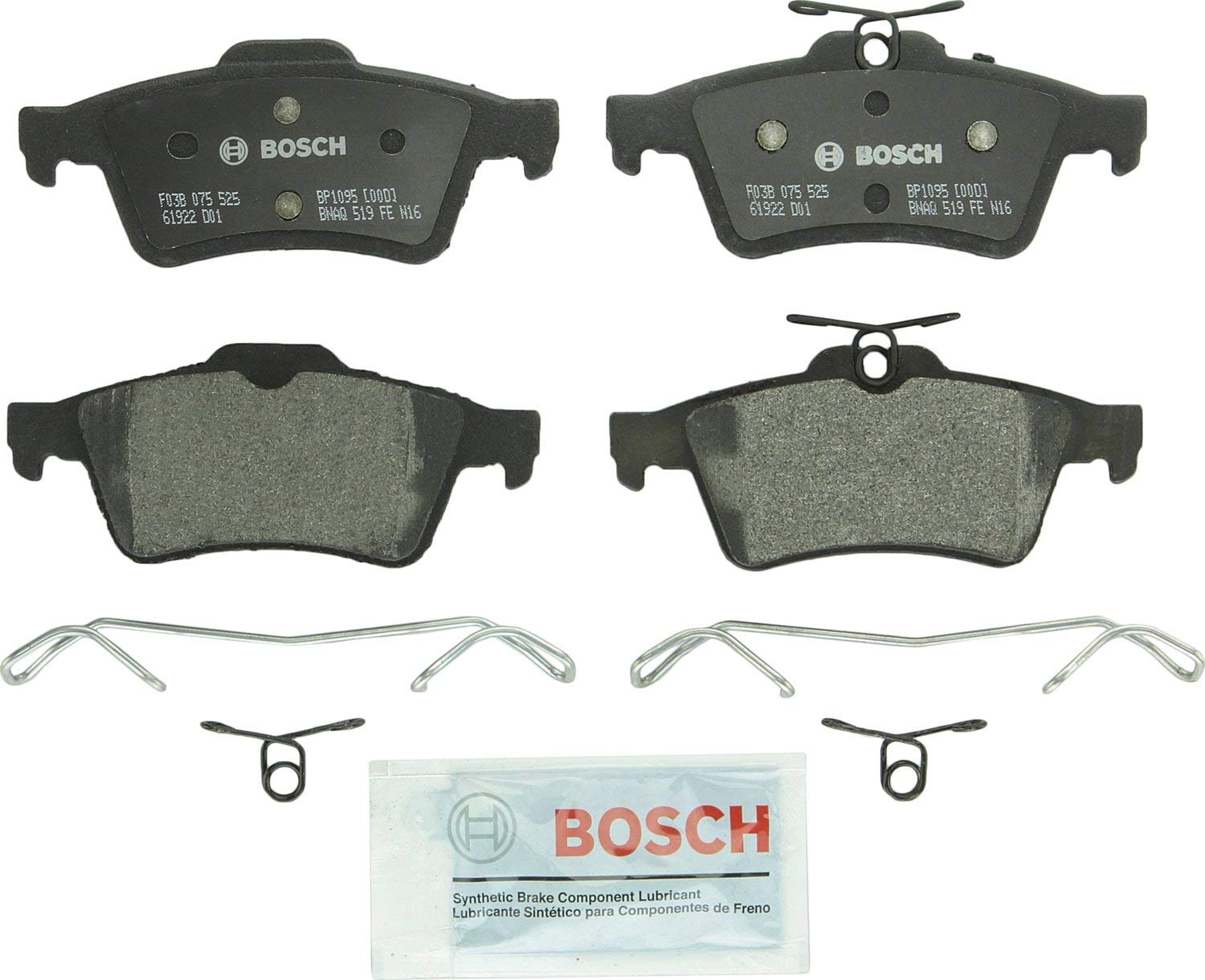 Bosch BP1095 QuietCast Premium Semi-Metallic Disc Brake Pad Set For: Cadillac; Chevrolet; Ford C-Max, Focus, Escape, Transit Connect; Jaguar; Mazda; Pontiac; Saab; Saturn; Volvo, Rear