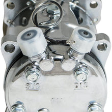 Top Street Performance HC5003C A/C Compressor with Silver Clutch (Chromed V-Belt Sanden 508 R134A Type)