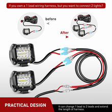 Nilight 2PCS 16 AWG Wiring Harness Extension Kit –Help 1 Lead Harness to Connect 2 Off Road LED Light Bar, 2 Year Warranty
