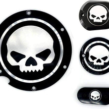 4 in 1 Skull Engine Derby Cover Timer Cover Brake Cylinder Cover Chain Inspection Cover Compatible with/Replacement for Harley Sportster Iron XL883 1200 48 72 Nightster Roadster