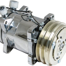 Top Street Performance HC5003C A/C Compressor with Silver Clutch (Chromed V-Belt Sanden 508 R134A Type)