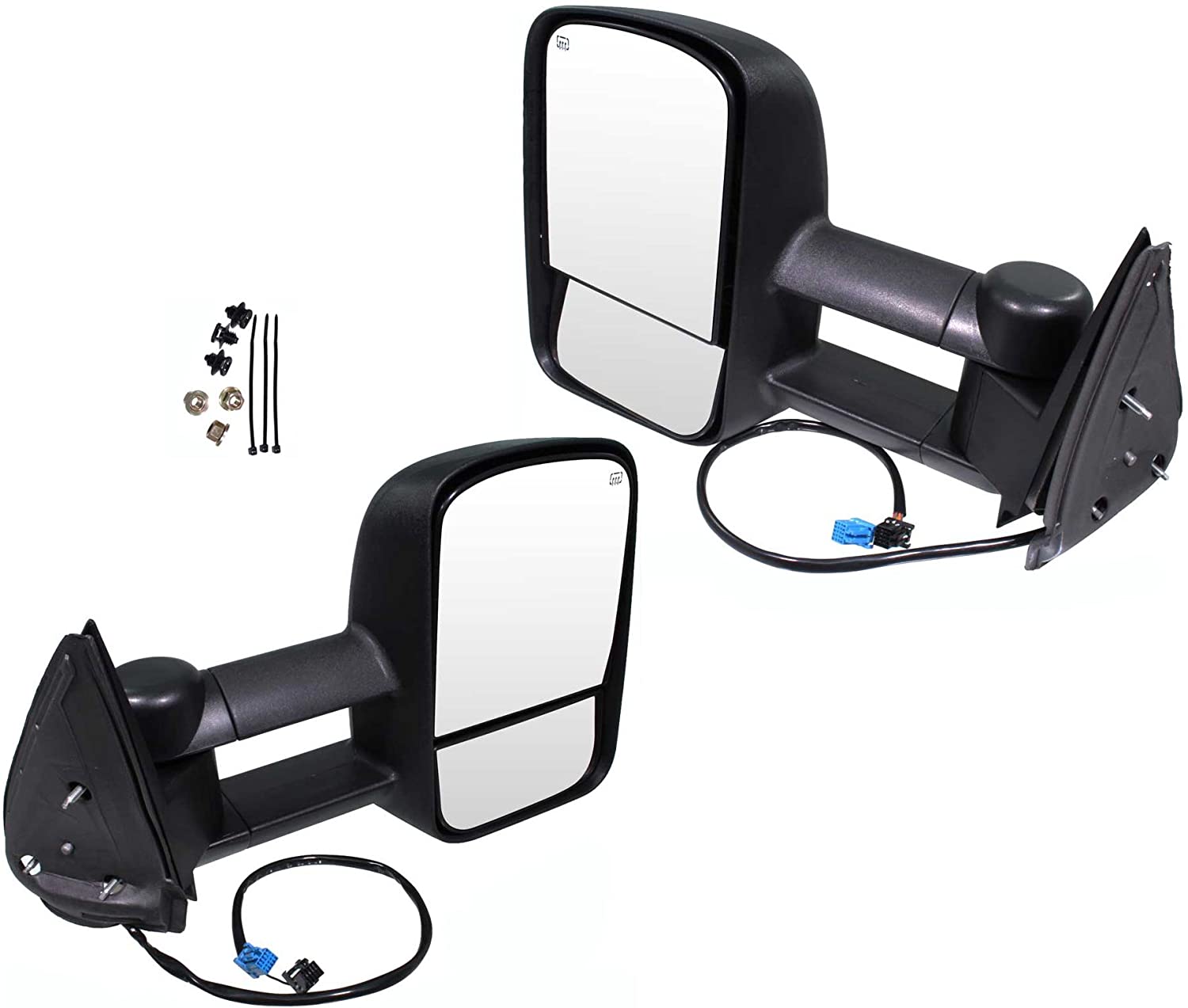 APDTY 133811 Tow Towing Mirror Upgrade Kit Extends Retracts Power Heated Signal Fits Select 2003-2007 Cadillac/Chevrolet/GMC Trucks (Replaces 15904034, 15904035)