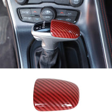 Voodonala for Challenger Gear Shift Knob Cover Trim Accessories for Dodge Challenger Charger 2015 up (Red/Black Grain)