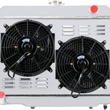 CoolingCare 3 Row Aluminum Radiator+ Shroud w/Louver+ 2x12''Fan for Jeep CJ5 CJ6 CJ7, Scrambler 1972-1986