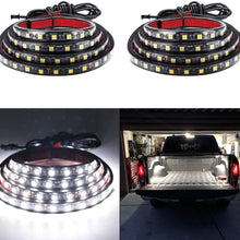 LivTee 2Pcs 60" White LED Cargo Truck Bed Light Strip Lamp Waterproof Lighting Kit with On-Off Switch Fuse 2-Way Splitter Cable for Jeep Pickup RV SUV and More