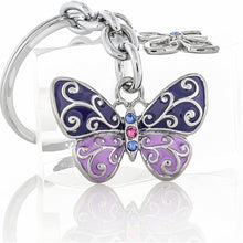 Baron-Jewelry Butterfly Key Chain Beautifully Embellished with Clear Swarovski Crystals - Blue/Green and Black